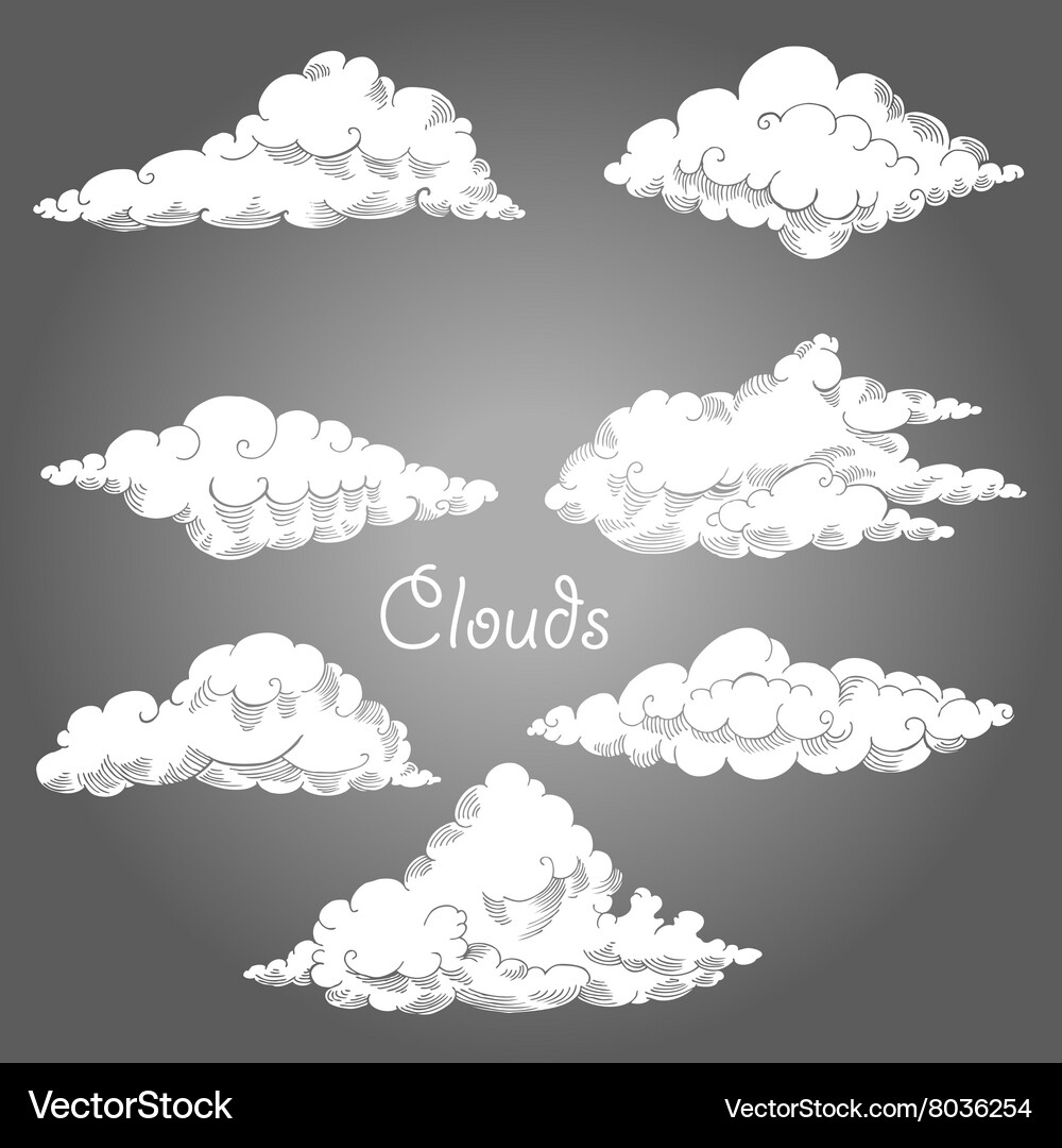 Background with clouds sketches Vector Image