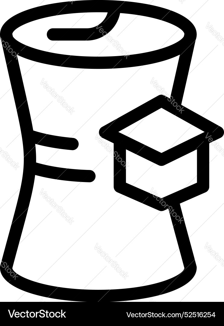 Database storing graduation cap icon representing Vector Image
