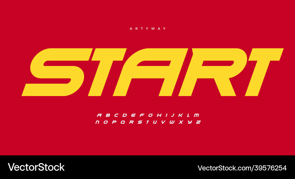 Dynamic Sharp Angle Alphabet Font Vector Image