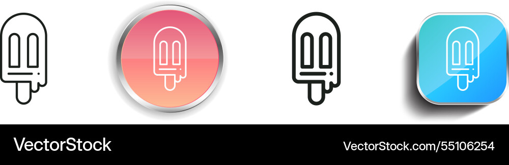 Ice cream icon thin linear regular and button Vector Image