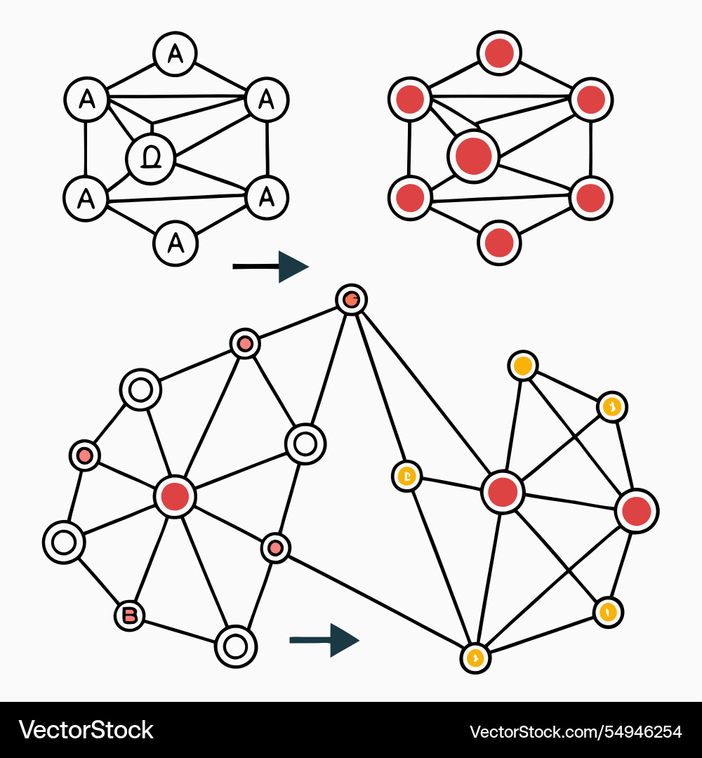 Simplified blockchain network diagrams Simplified blockchain network diagrams vector image