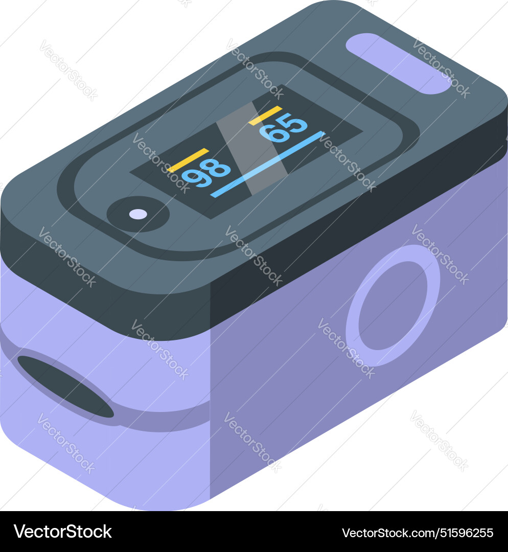 Digital pulse oximeter displaying oxygen Digital pulse oximeter displaying oxygen Vector Image