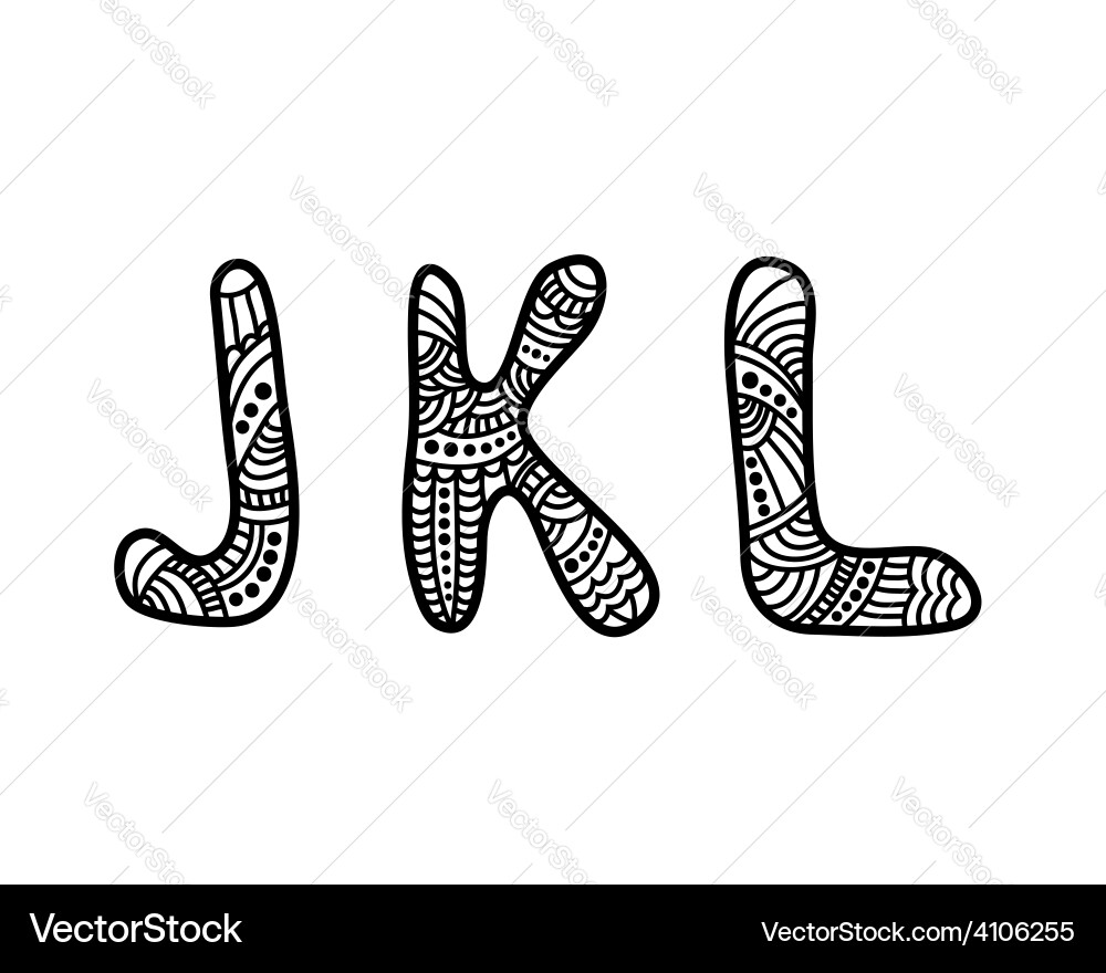 Doodle hand drawn letters vector image