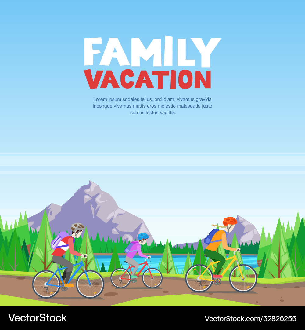 Familienurlaub Radfahren Outdoor Sportaktivitäten Familienurlaub Radfahren Outdoor Sportaktivitäten vektorbild
