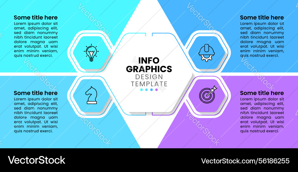 Infographic template hexagon with 4 icons and text vector image