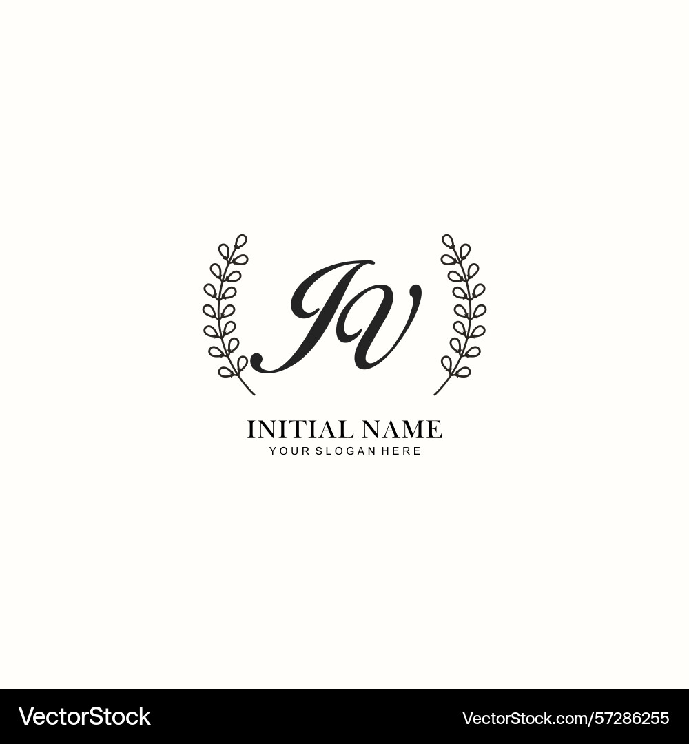 Jv initial logo templates with botanical elements Vector Image