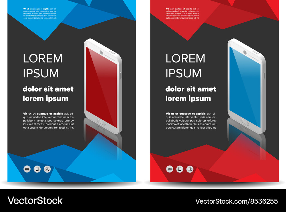 Leaflet with mobile phone template Vector Image