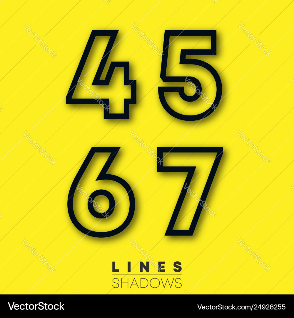 Number Set - 4 5 6 7 Linear vector image