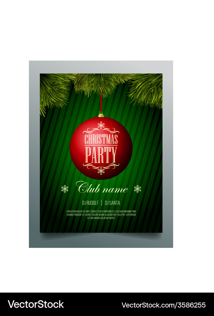 Red Bauble Christmas Party Flyer Vector Image
