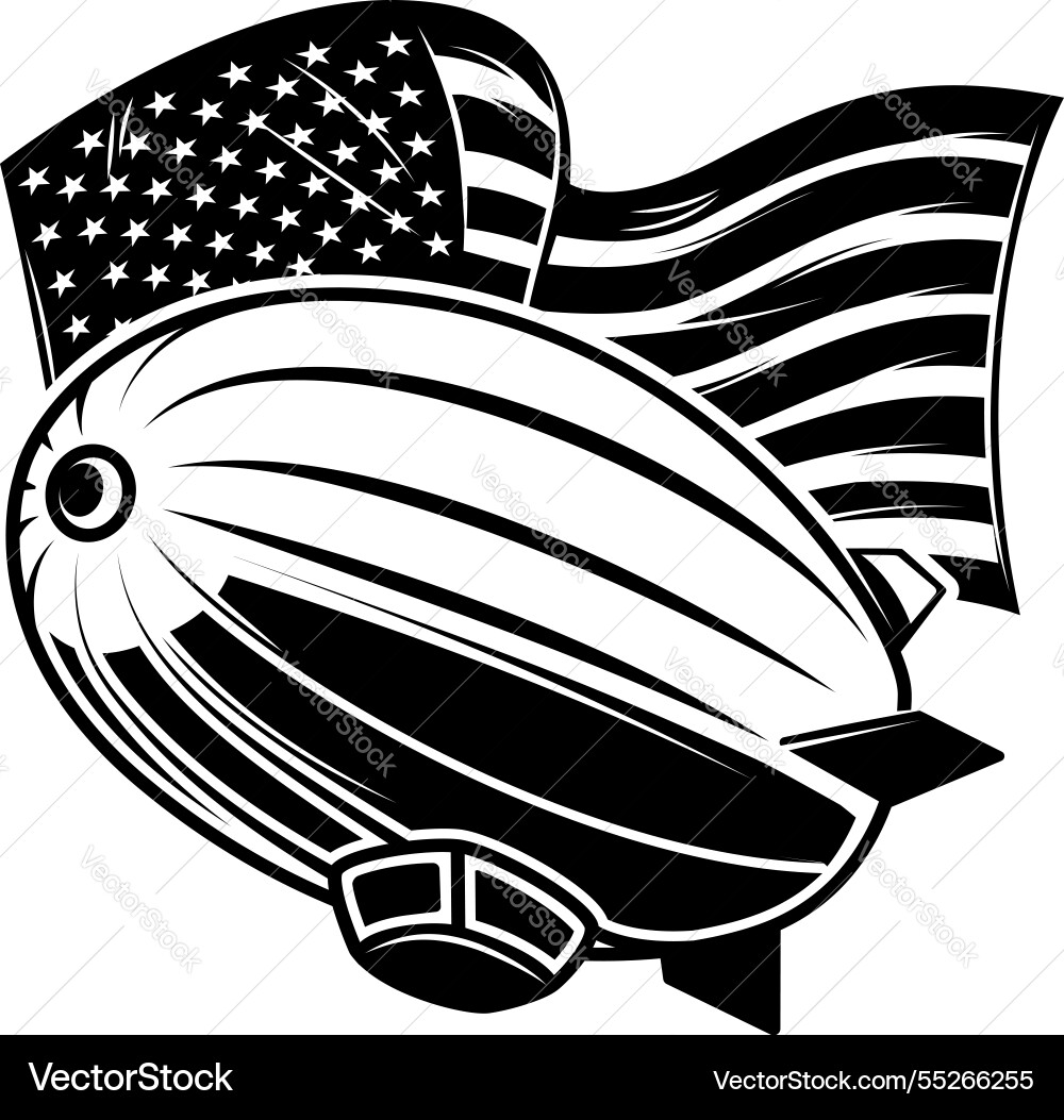 Zeppelin auf amerikanische Flagge Hintergrunddesign Zeppelin auf amerikanische Flagge Hintergrunddesign vektorbild