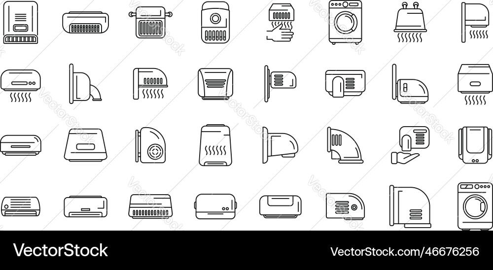 Automatic drying machine icons set outline Vector Image