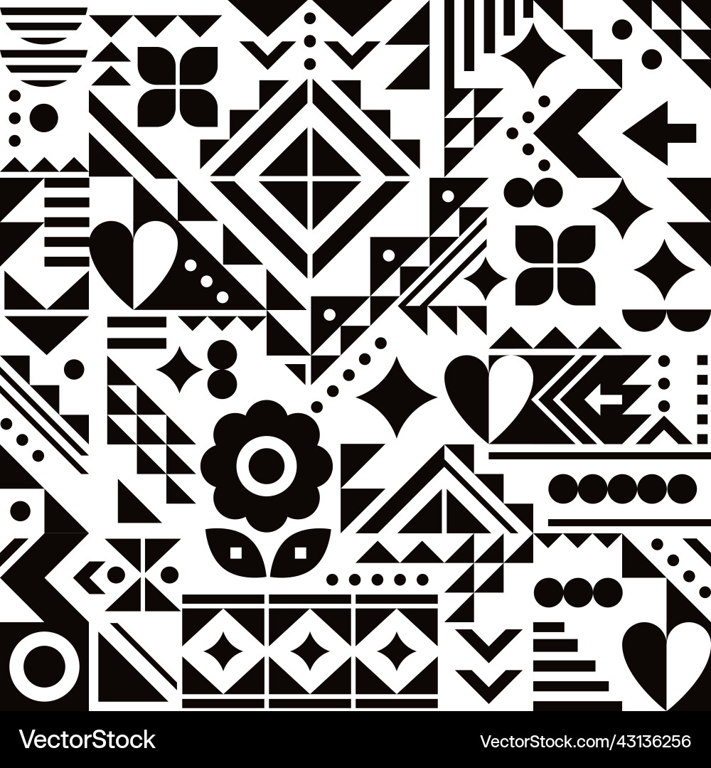 Bauhaus inspired seamless heart pattern Bauhaus inspired seamless heart pattern vector image