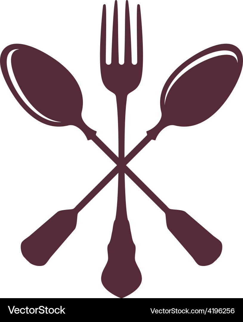 Crossed spoons with fork isolated on white vector image