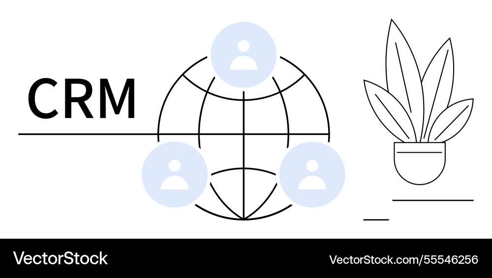Global crm network with user profiles and digital Global crm network with user profiles and digital vector image