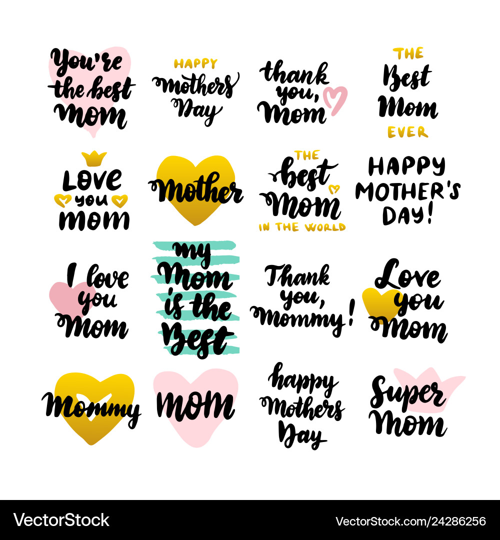 Handwritten Mothers Day Quotes Vector Image