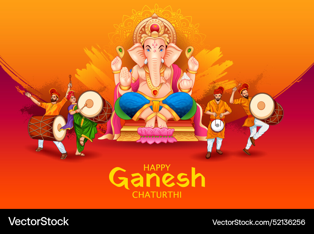 Lord Ganesha - Ganesh Chaturthi Background Vector Image