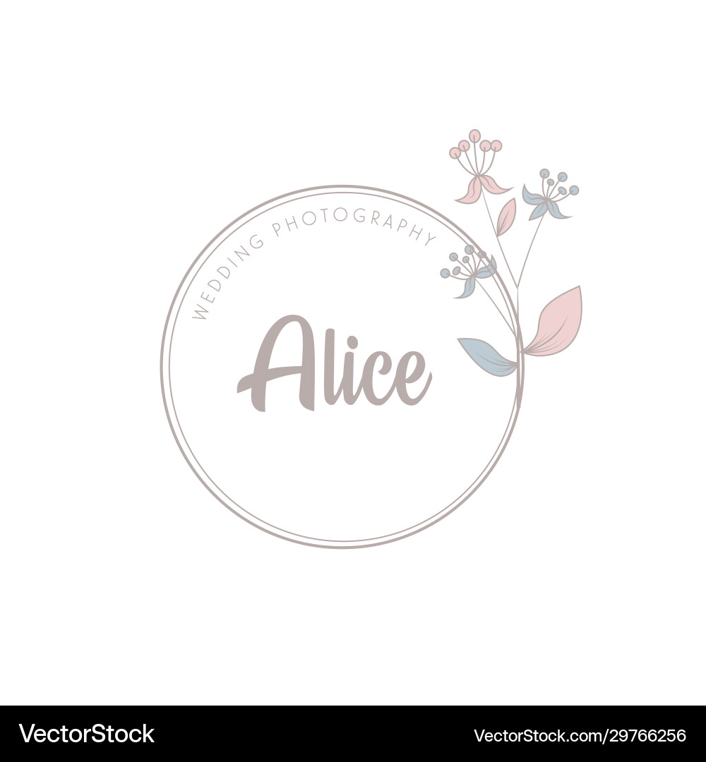Minimalist logotype alice with leaf element Minimalist logotype alice with leaf element Vector Image
