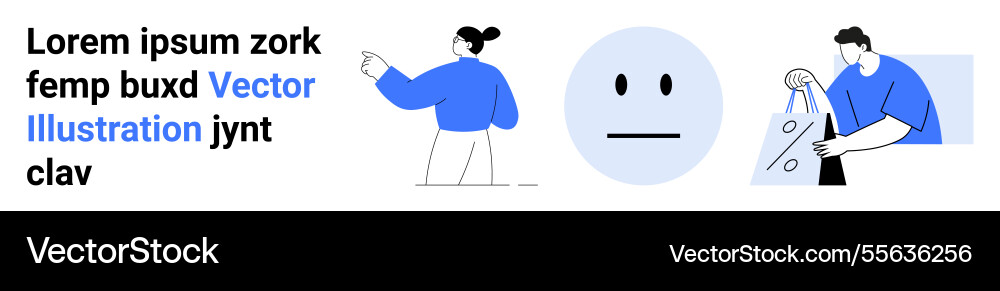 Modern graphic with three characters in various Modern graphic with three characters in various vector image