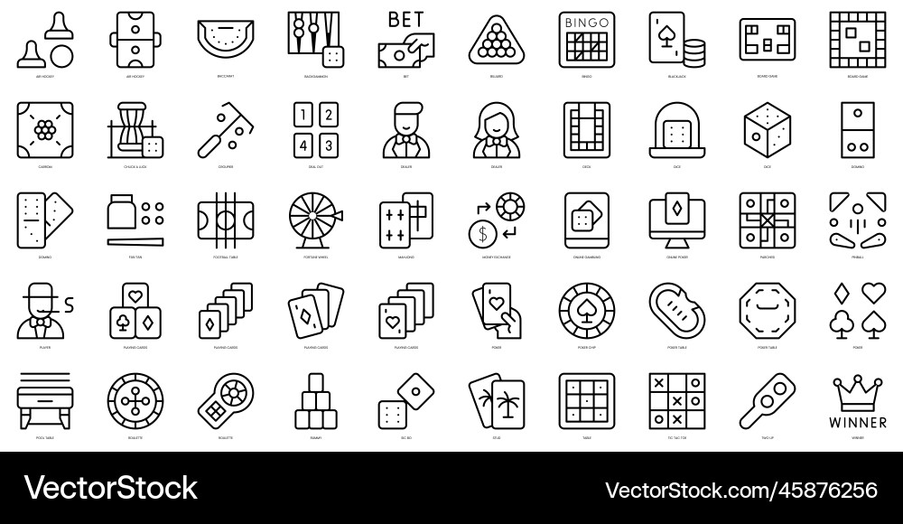 Set of thin line table games icons Set of thin line table games icons vector image