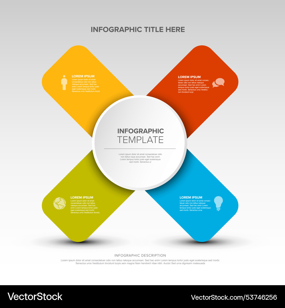 Simple cross infographic with four element Simple cross infographic with four element vector image