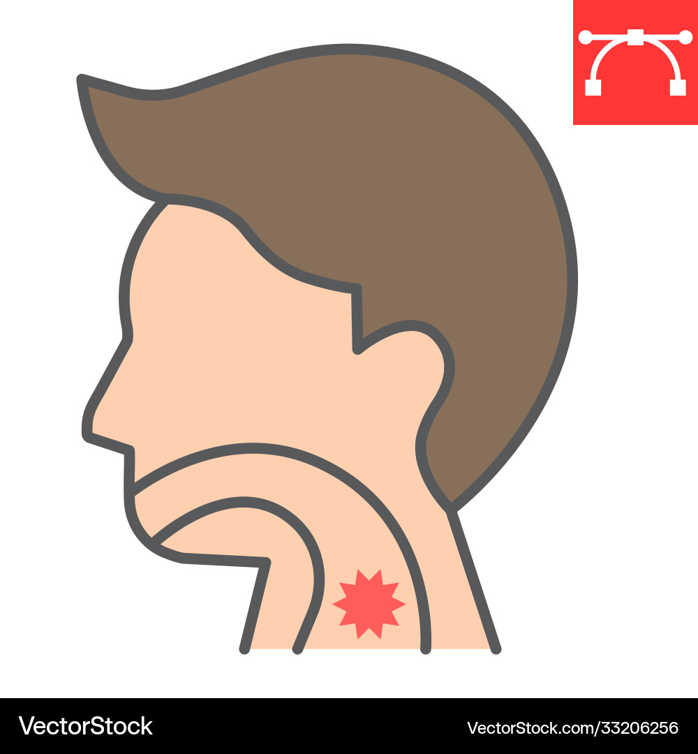 Sore throat color line icon pain and covid-19 Sore throat color line icon pain and covid-19 vector image
