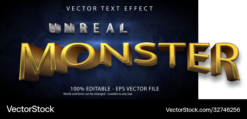 Unreal monster text game style editable Vector Image