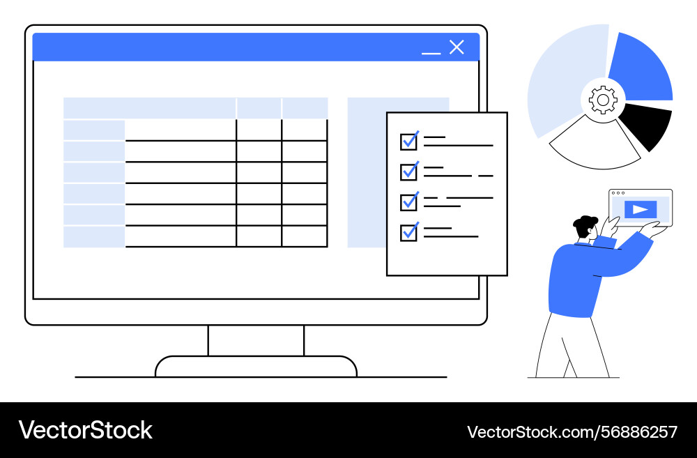Data analysis workflow with charts tables Data analysis workflow with charts tables vector image