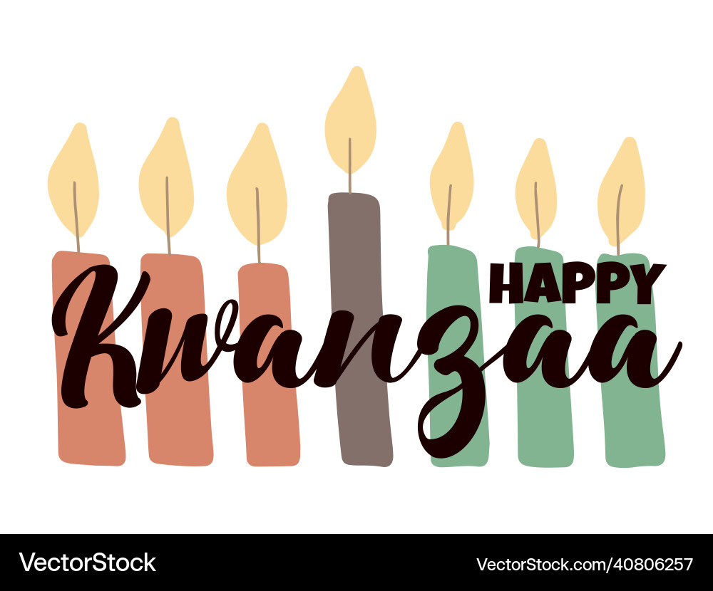 Happy kwanzaa - greeting card with script Happy kwanzaa - greeting card with script Vector Image