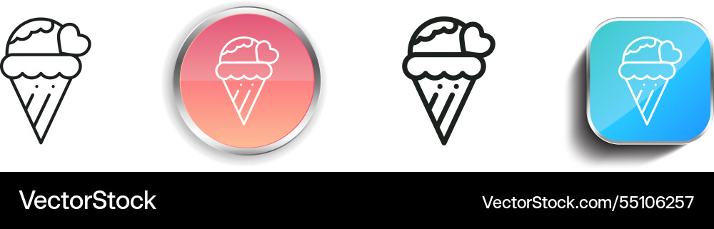 Ice cream icon thin linear regular and button vector image