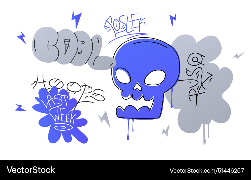 Konzept der Wand Street Art - Graffiti scull Konzept der Wand Street Art - Graffiti scull vektorbild