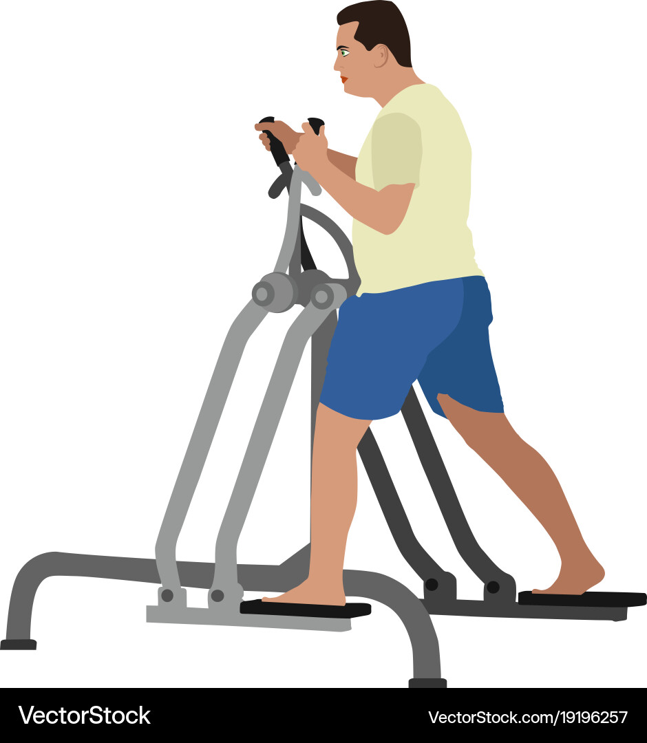 Man Exercising on Treadmill Vector Image