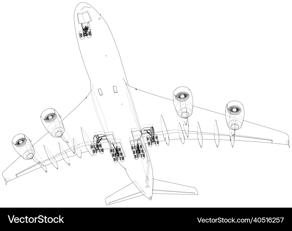 Passenger airplane rendering of 3d vector image