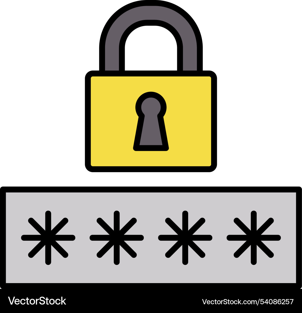 Password line filled icon design Vector Image