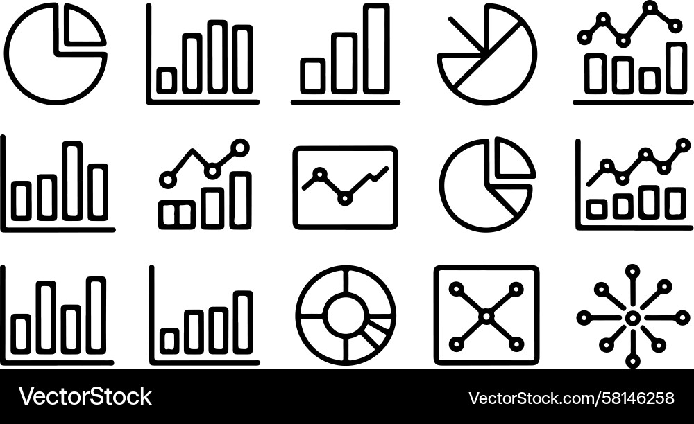 Data Charts and Graphs Icons Vector Image