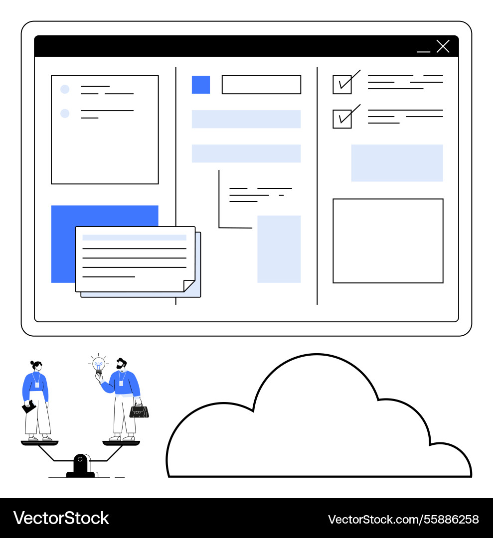 Digital workflow representation with cloud Vector Image