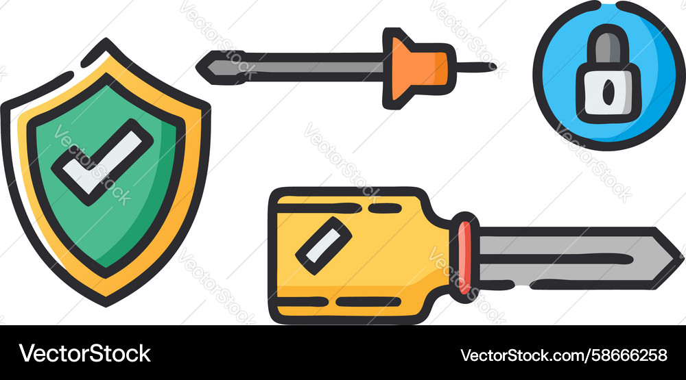 Screwdriver with shield and lock for secure tool Vector Image