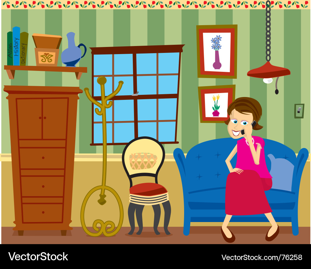 Vintage Room Scene with Grandma Vector Image