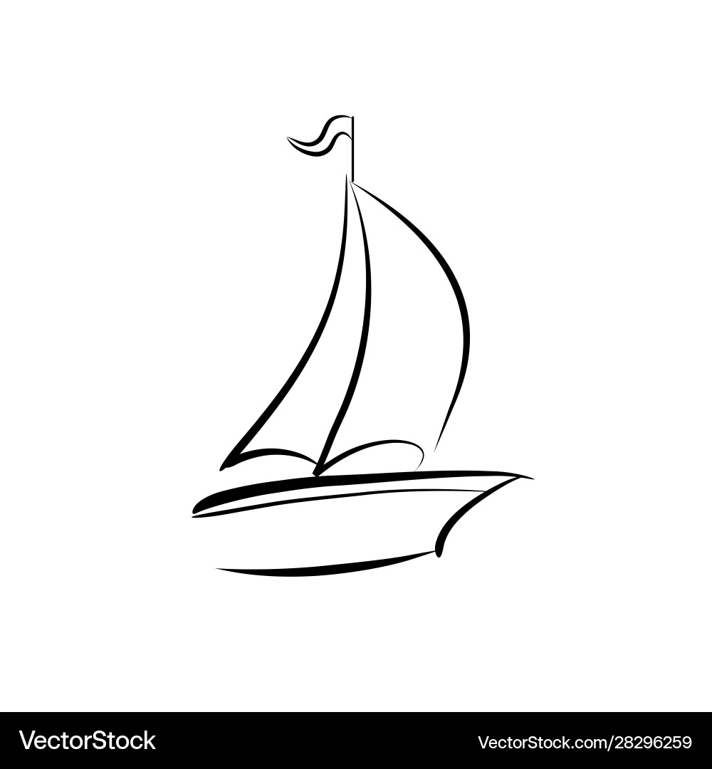 Continuous Line Sailing Boat Vector Image