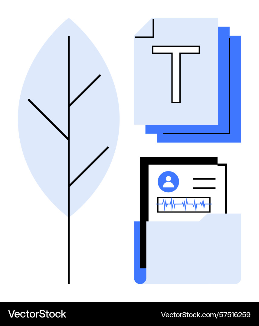 Leaf symbol and document folder representing Leaf symbol and document folder representing vector image