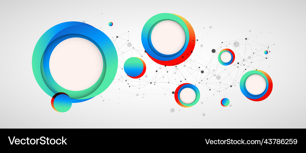 Multicolored circles arranged on a plexus Multicolored circles arranged on a plexus vector image