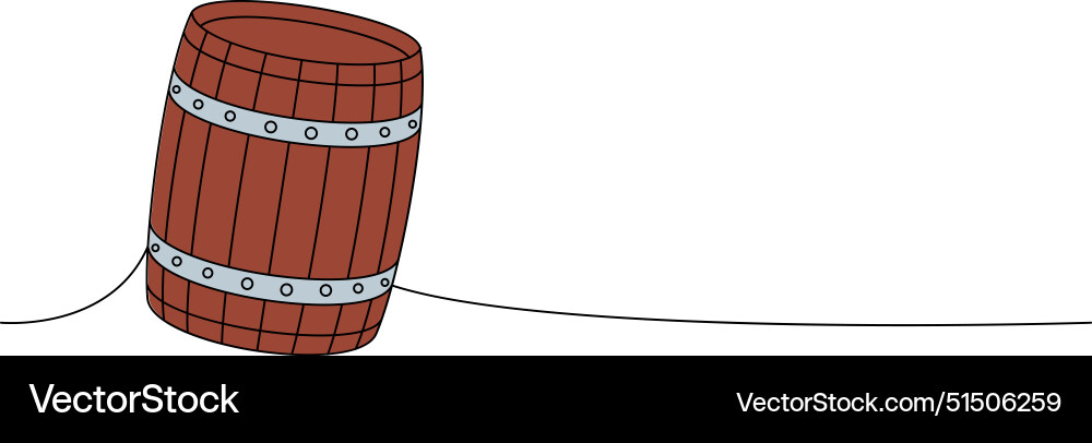 Old cask one line colored continuous drawing Old cask one line colored continuous drawing vector image