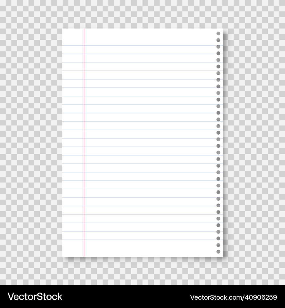 Realistic blank lined paper sheet in a4 format Realistic blank lined paper sheet in a4 format vector image