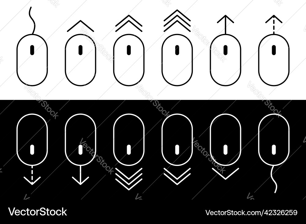 Scroll mouse down and up arrow Scroll mouse down and up arrow Vector Image