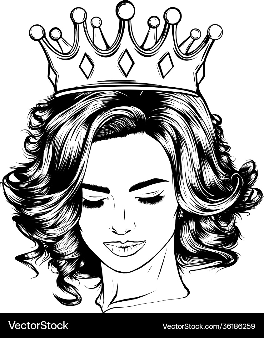 Skull girl with a crown Skull girl with a crown Vector Image