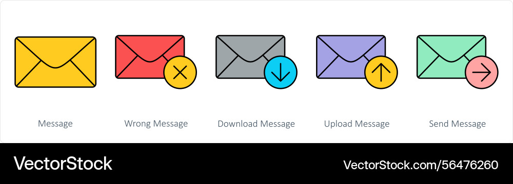 A set of mail icons as message wrong vector image