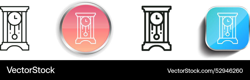 Clock icon thin linear regular and button style vector image