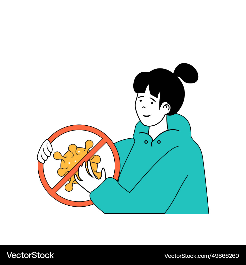 Coronavirus concept with cartoon people in flat Coronavirus concept with cartoon people in flat vector image