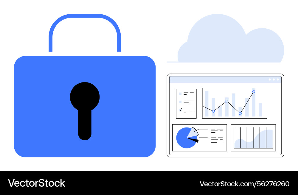 Data security and cloud storage with analytics Vector Image