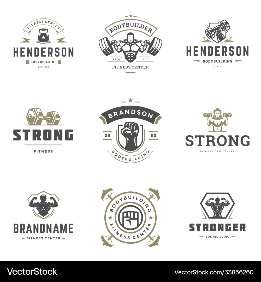 Fitness Gym & Sport Logos Vector Image