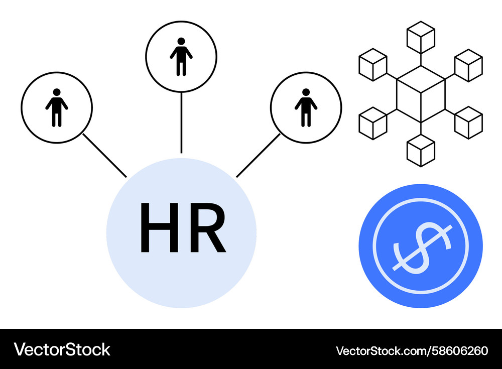 HR Network with Blockchain Vector Image